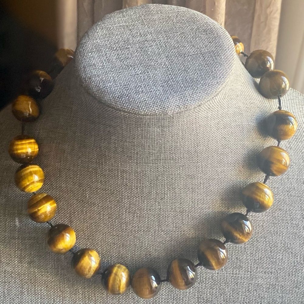 Vintage 1980s Tigers Eye 925 Necklace